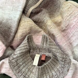 Pilcro Brown, Pink, and Cream Turtleneck Sweater
